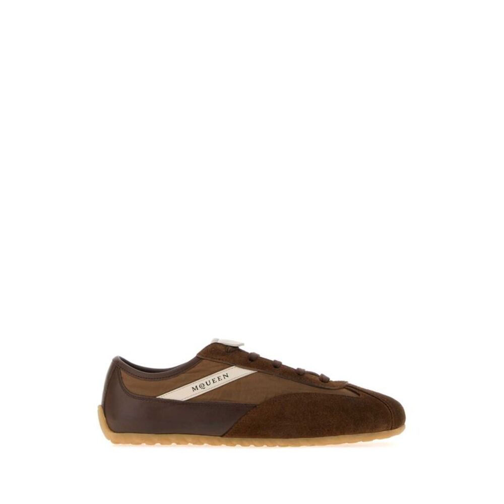 Alexander Mcqueen Men Chocolate Leather And Fabric Boxe Sneakers